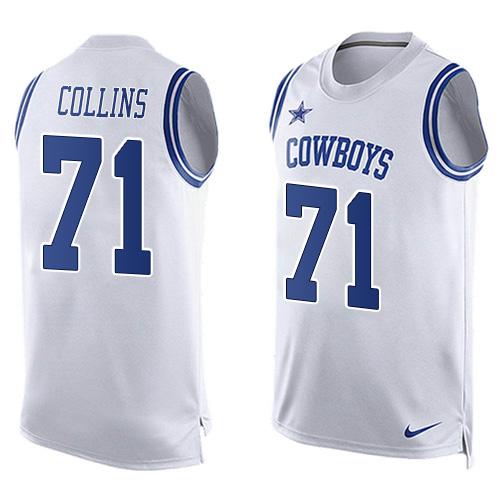 Nike Cowboys #71 La'el Collins White Men's Stitched NFL Limited Tank Top Jersey - Click Image to Close